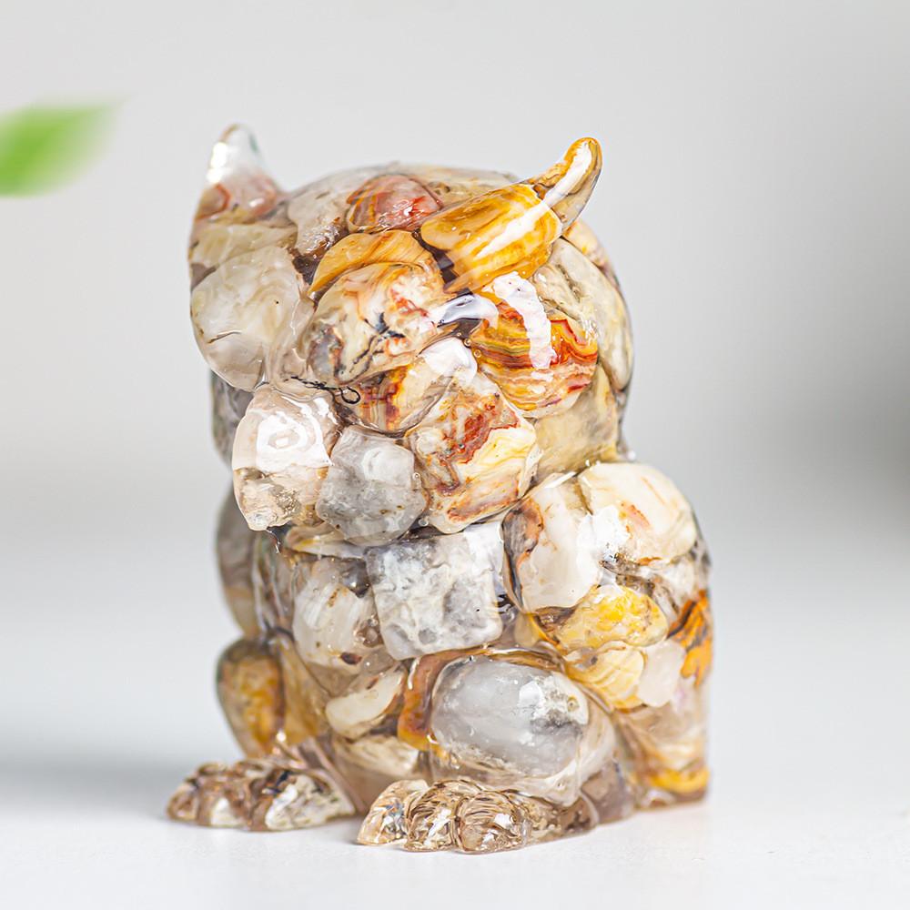 Resin Crystal Owl Figurine Home Decor Gift For Animal Lovers