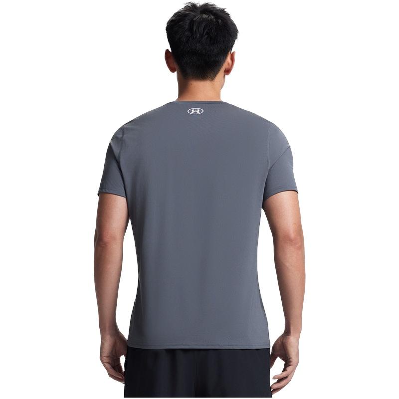 Under Armour HeatGear Comfortable Fashionable Simple Versatile Short Sleeve T-Shirt Men Tops Gray 6000939-025