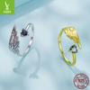 Colorful Love Wing Open Ring, Personalized Niche S925 Sterling Silver Wing Ring Ring