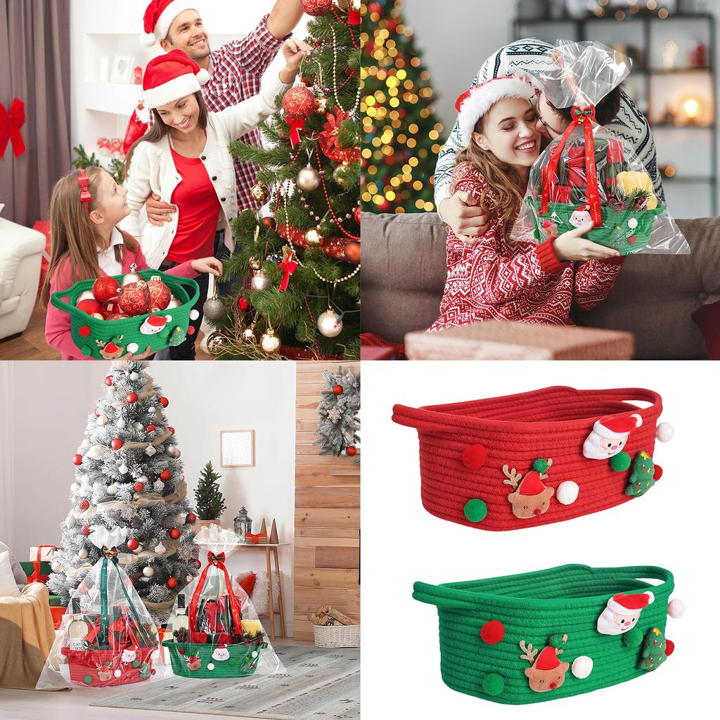 Christmas Themed Storage Basket for Storing Small Items Gift Holder Large Capacity Organizer for Home and Office