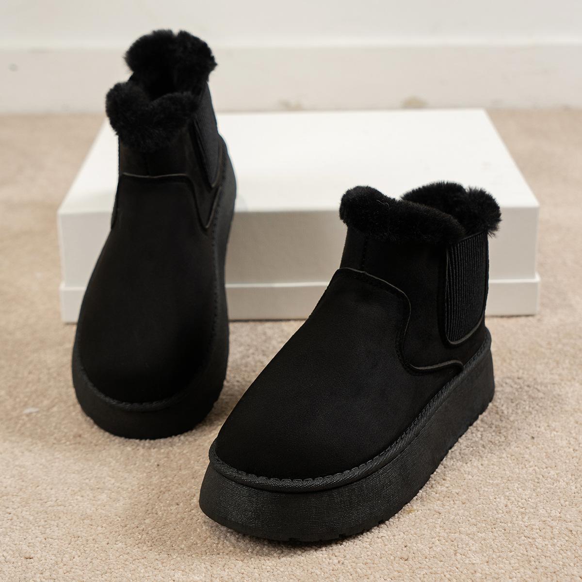 

Новые зимние женские ботинки, высокие зимние ботинки, утолщенные плюшевые, теплые, простые и универсальные, удобные, хлопковые ботинки 41 чёрный