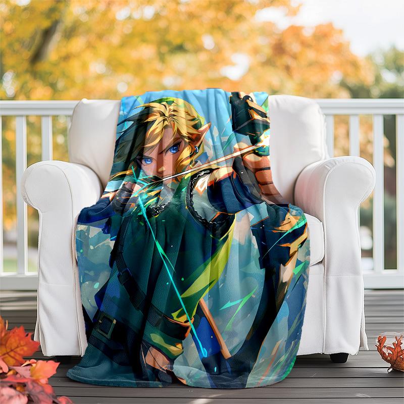 1pc Game Zelda Theme Blanket - Digital Print, Polyester, Cozy for All Seasons, Perfect for Outdoor, and Travel