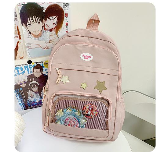 Schoolbag Japanese Ins Cute Soft Girl Travel Bag Transparent Bag Large Capacity College Style Girl Primary and Secondary School Student Backpack