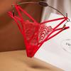 Transparent Sexy Pearl Flower Women Cross Belt Briefs Lace G-String Women's Thong T Panties