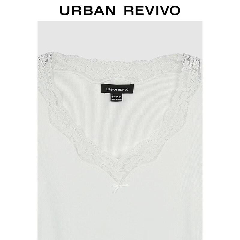 UR Women's Lace Embroidered V-Neck T-Shirt