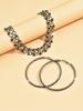 3 Pieces of Women's Fashion Trend Exaggerated Hollow Necklaces with Large Earrings and Set Party Accessories