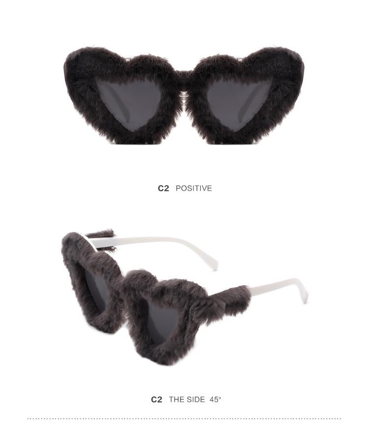 European-American Fashion Irregular Heart-Shaped Sunglasses - Plush, Fluffy, Quirky Love Heart Design (2022)