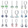 Modische leuchtende Glühwürmchen-Ohrringe 925er Sterlingsilber Lila Schmetterling Welle Fischschwanz Anhänger Ohrringe Feiner Party-Schmuck Geschenke