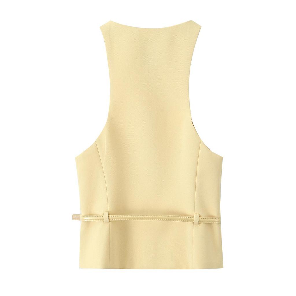 Trendy European & American Women's French Fashion Belted Vest Top