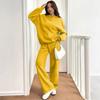 Women two piece loungewear set long sleeve hooded sweatshirt and wide leg drawstring pants casual matching tracksuit outfit