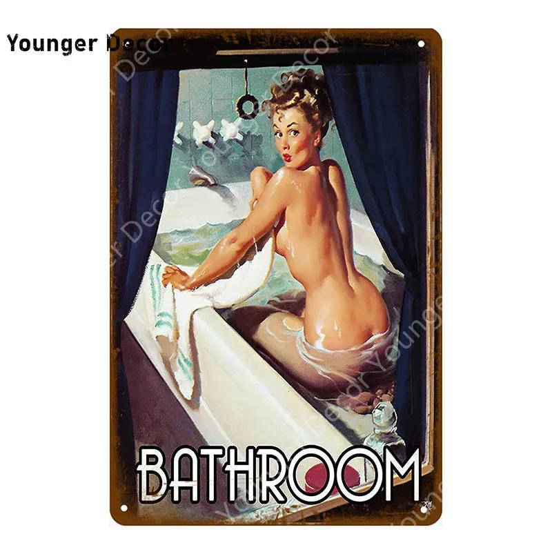 Amerikanisches Pin-Up-Girl Dame Blechschild Schlafzimmer Badezimmer Wanddekoration Pub Café Bar Party Club Vintage Poster Metallbild YI-051