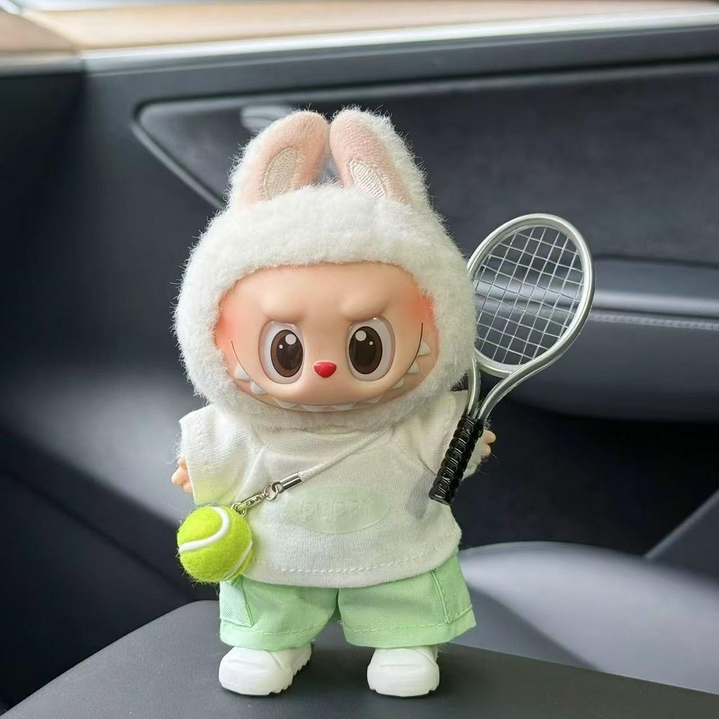 For 15/17Cm Labubu Summer T-Shirt Cargo Pants Tennis Sports Outfits Clothing  Labubu V1 V2 Cute Doll Diy Clothes  Accessories