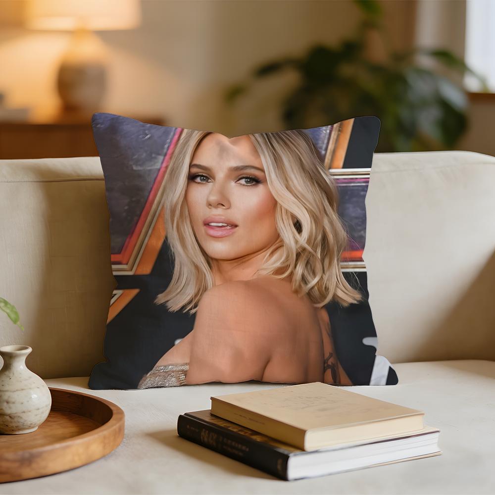 Hot Singer SScarlett JohanssonS Cushion Cover Short Plush Pillowcase for Bed Sofa Carwashable