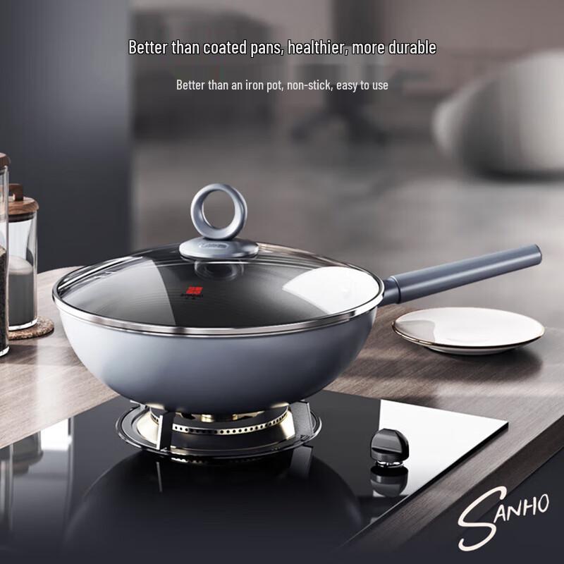 Sanho 0-Coating Titanium Alloy Non-Stick Wok