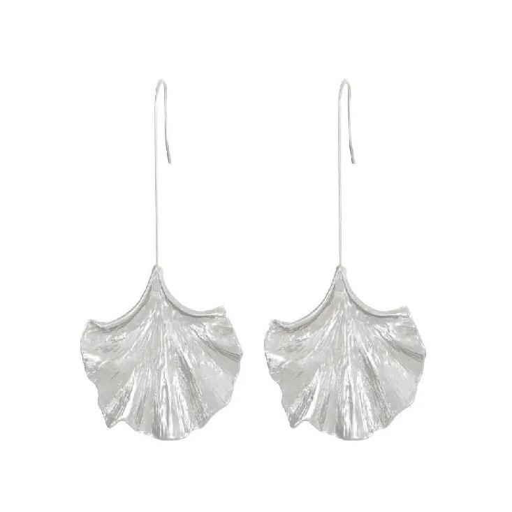 Long Ginkgo Leaf Alloy Texture Leaf Earrings Earrings Exaggerated And Personalized Fashion Trending Ear Hooks Women
