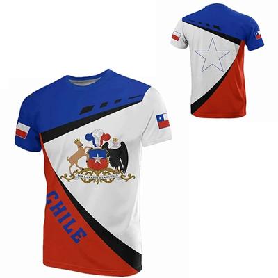Chile National Emblem Flagge 3D Druck Herren T-Shirt Sommer Oansatz Kurzarm Übergroße Tops 2024 Casual T-Shirts Streetwear Männlich