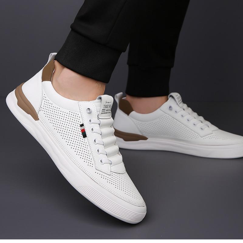 Módní návrhář Pánské boty na prkně z hovězí kůže Jaro Podzim Měkká podrážka Ležérní tenisky pro muže Módní platforma Zapatos Para Hombre