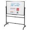 Chevalet Double Face avec Support 40x28 Pouces Tableau Blanc/Noir Réversible sur Roulettes, Hauteur Réglable, 2-en-1 Tableau Blanc Mobile à Roulettes