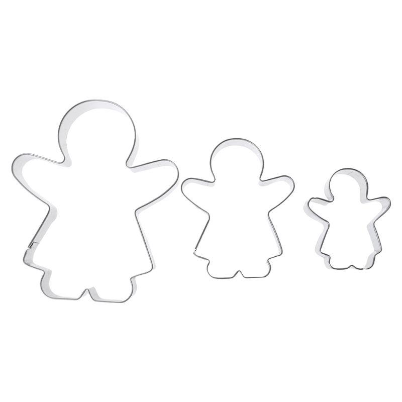 3 Stück Lebkuchenmann Junge Mädchen Fondant Gebäck Backen Keks Ausstecher Set Edelstahl