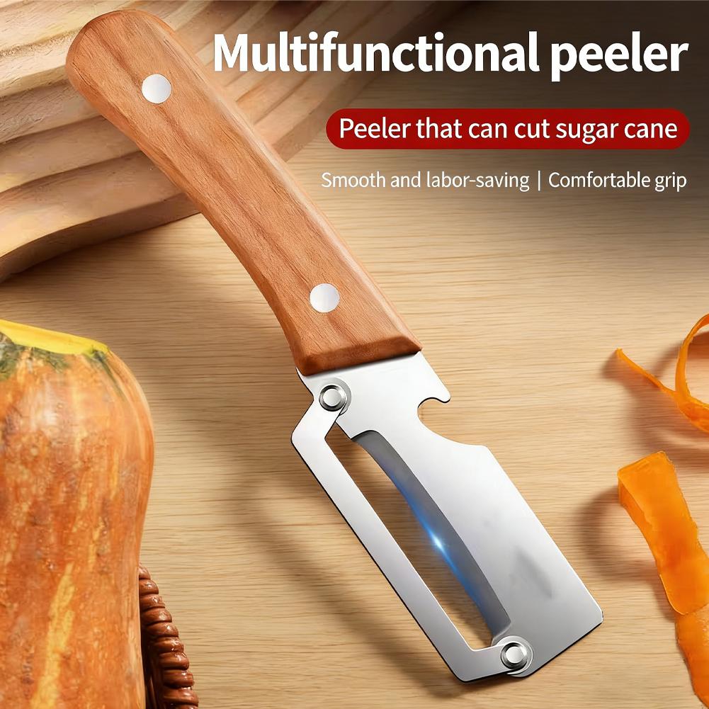 Stainless Steel Peeler with Wooden Handle for Peeling and Slicing Fruits and Vegetables Multi-Function Kitchen-Specific Peeler
