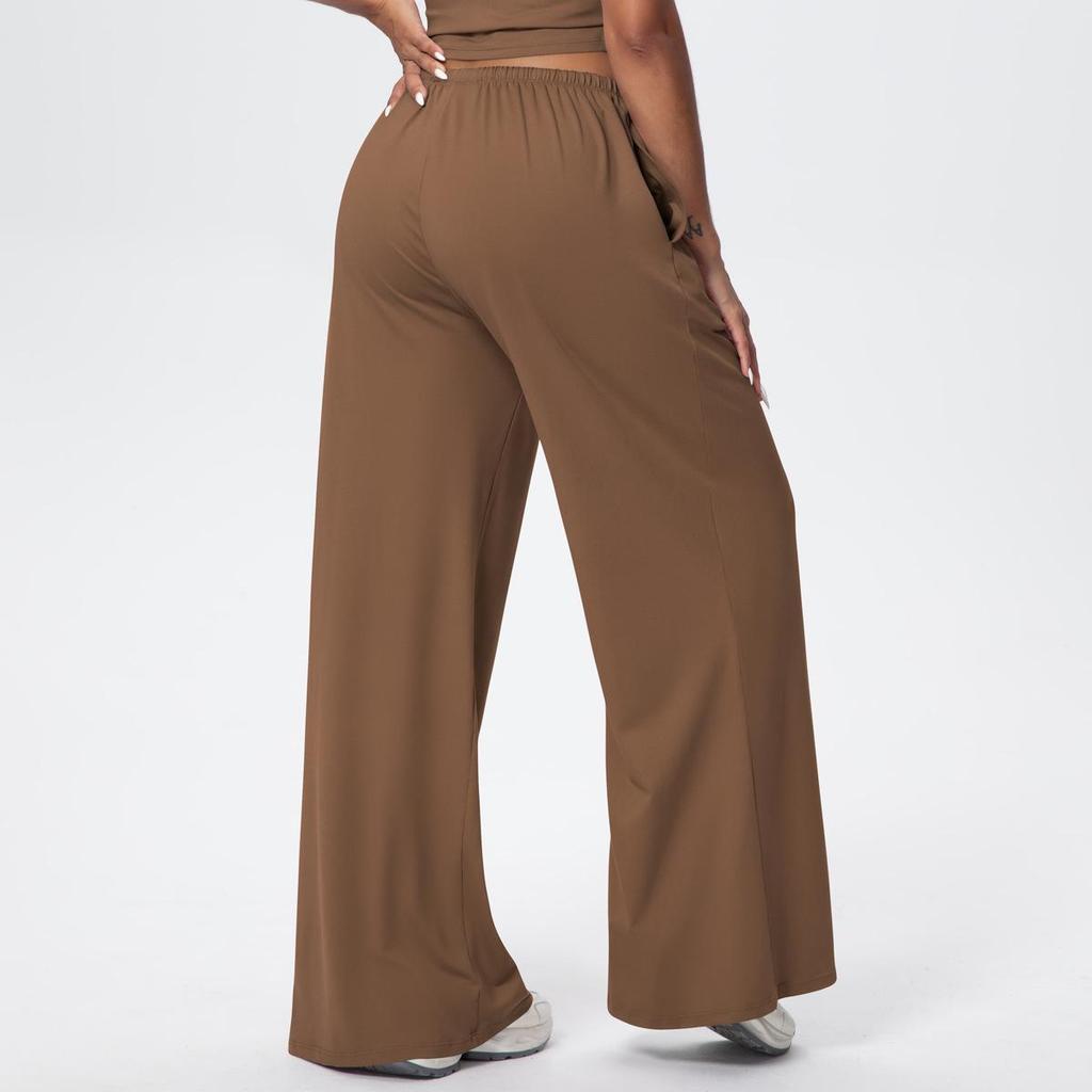 Breathable Wide-Leg Loose Casual Yoga Pants with Elastic Drawstring for Women