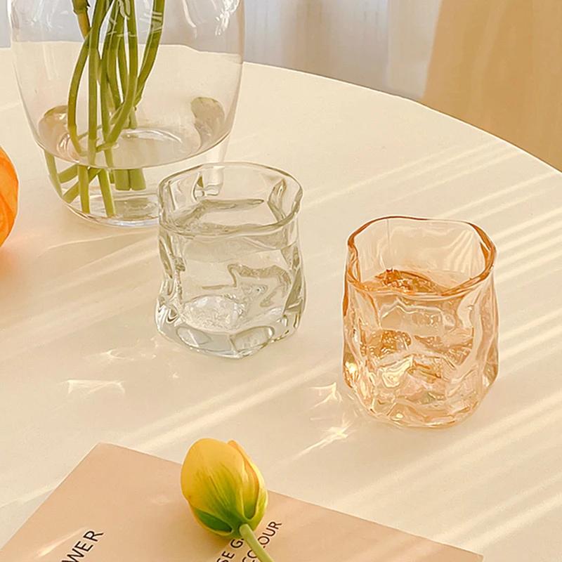 Korean Smile Glass Cup Cute Transparent Drinkware Stackable Transparent Bottle Breakfast Drinking Cups Coffee Utensil Couple Mug