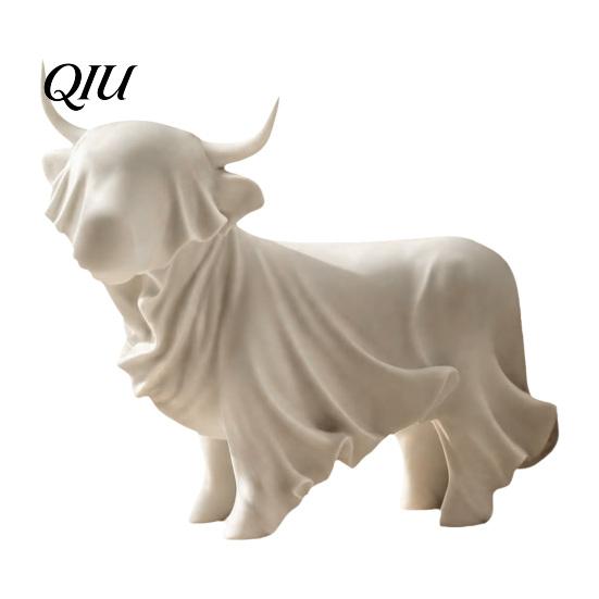 Highland Cow Ornament 3D Printed Ghost Statue, Halloween Yak Figurine, Statue Minimalist Animal Sculpture for Home Office Shelf Decor Modern Art