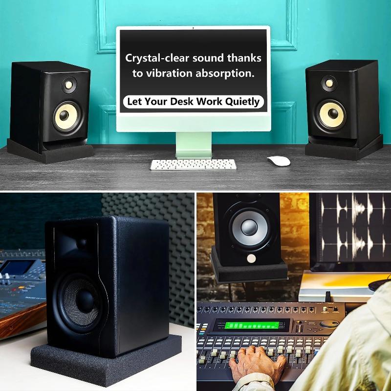 2PCS Speaker Sponge Shock Absorbing Pad Desktop Monitor Speaker Vibration Pad Audio High-Density Sponge Pad Speaker Accessories