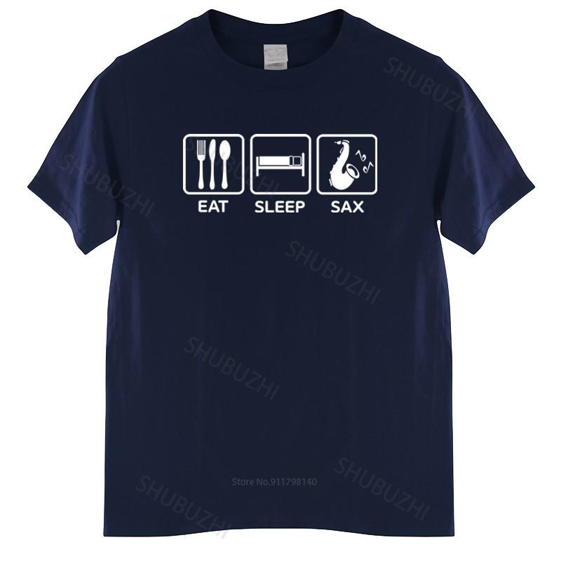 Mens T Shirt Eat Sleep Sax T Shirt for Men Jazz Music Saxophone Lover Tshirt Saxophonist T-Shirts Homme Black T-shirt