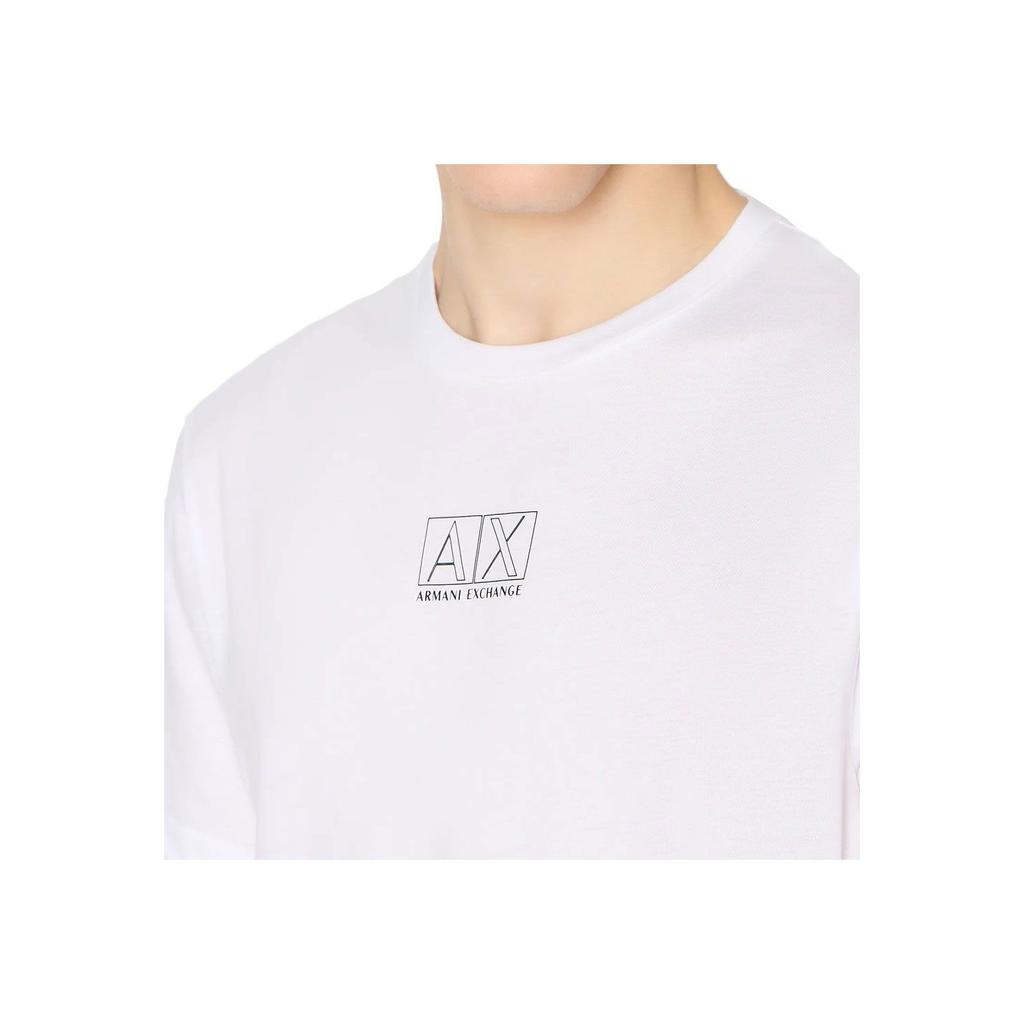 Armani Exchange FW23 Letter Print Straight Cut Crew Neck Short Sleeve T-Shirt Men Tops White 6RZTHF-ZJ9AZ-1100