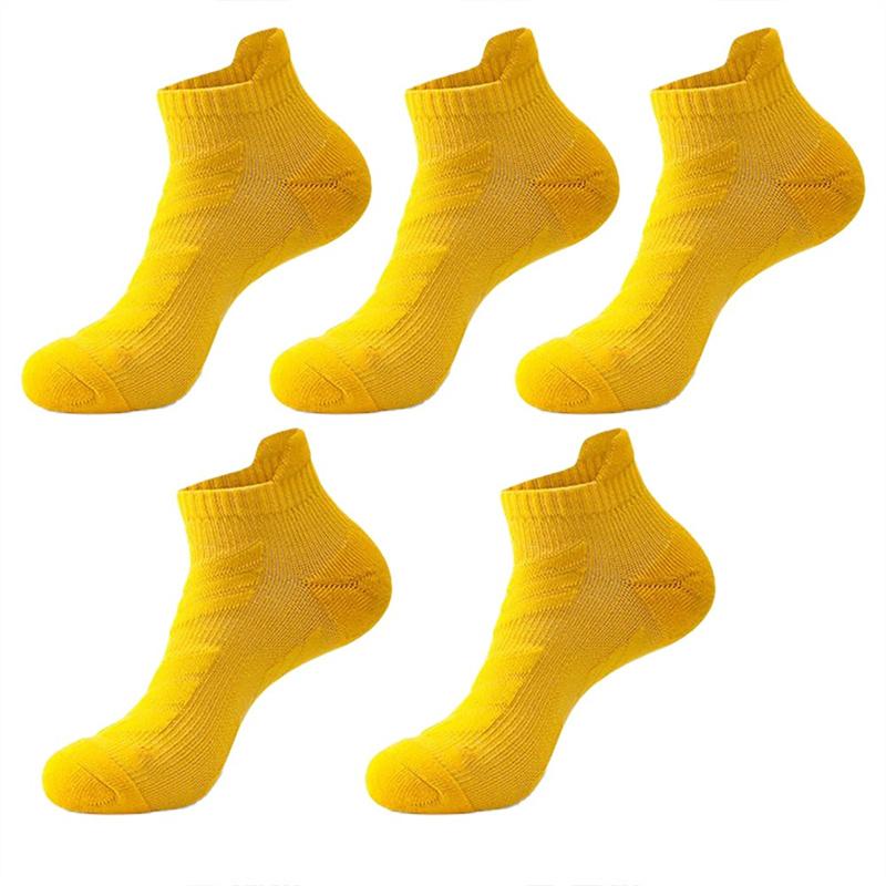 5 Pairs Men's Outdoor Ankle Socks, Shock-Absorbing And Anti Slip Sports Socks, Sweat Absorbing And Breathable Towel Bottom Socks