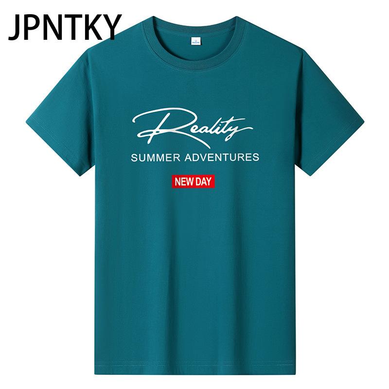 JPNTKY Cotton Short Sleeve T-shirt Men's Fashion Loose Half Sleeve Shirt Printed Compassionate Shirt