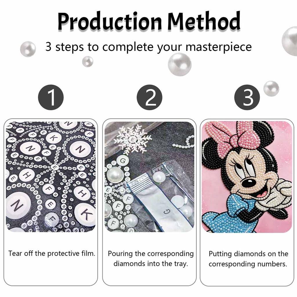 Disney Minnie pearl painting handmade diy pearl art painting simple living room hanging painting decoration