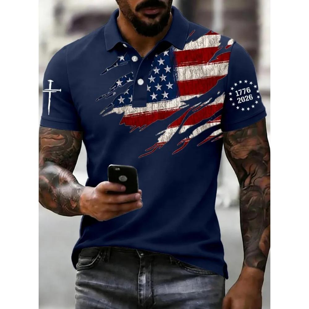 2026 Spring and Summer New Hot Selling Polo Shirt for Men with European and American Short Sleeves and Digital Printing