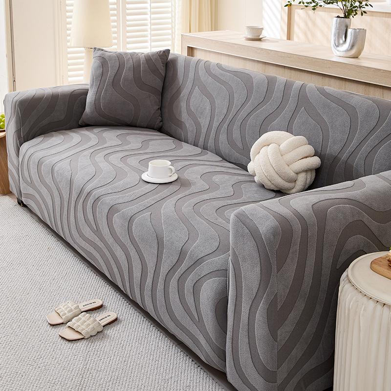 Neue Fleece Sofahut Sofa Schutzhülle Einfaches Wellenmuster Rundumschutz Staubdicht und Verschleißfest Heimdekoration Vielseitig