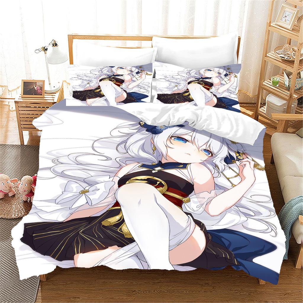 3D moderní japonský kreslený anime film Roztomilá dívka Sexy 3dílné polyesterové ložní soupravy Sada povlaků na postel a 2dílné povlaky na polštář