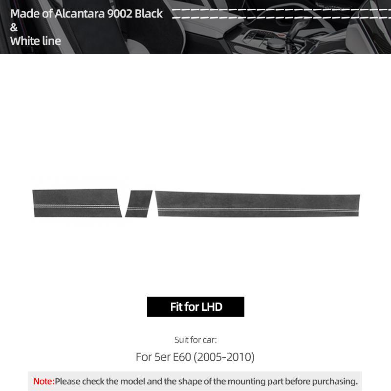 

For BMW E60 Series 5 Made of Alcantara Car Interior Dashboard Panel Trim Strips trument Performance Stickers Auto Accessories White LHD