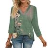 3/4 Sleeve Shirts For Women  Print Graphic Tees Blouses Casual Plus Size Basic Tops Pullover