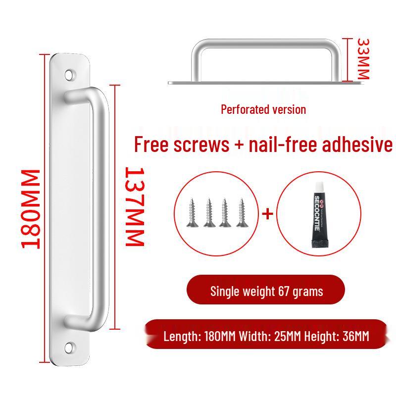 Aluminum Alloy No-Drill Door Handle for Glass, Window, Balcony, Sliding, and Cabinet Doors