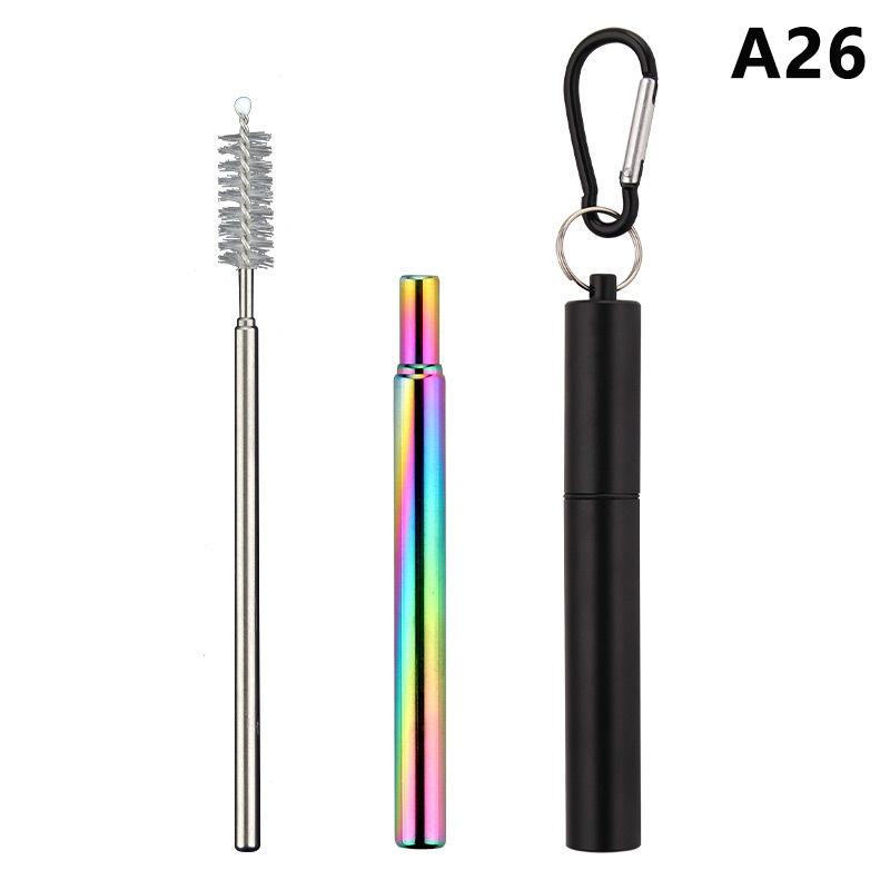 1/3Pcs Reusable Telescopic Straw 304 Stainless Steel Metal Straw With Cleaning Brush Portable Drinking Straw Set For Travel