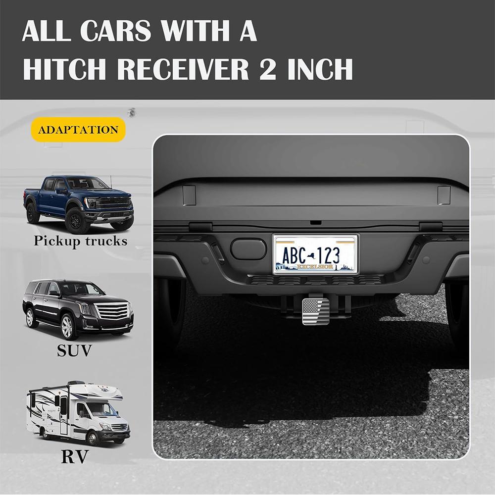 2 Inch Car Trailer Hitch Cover with American Flag Hitch Tube Cover Plug Cap Trim