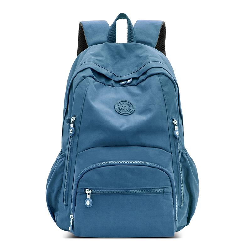 Nylon Backpack Solid Color Student School Baglarge Capacity Women's Travel Bag