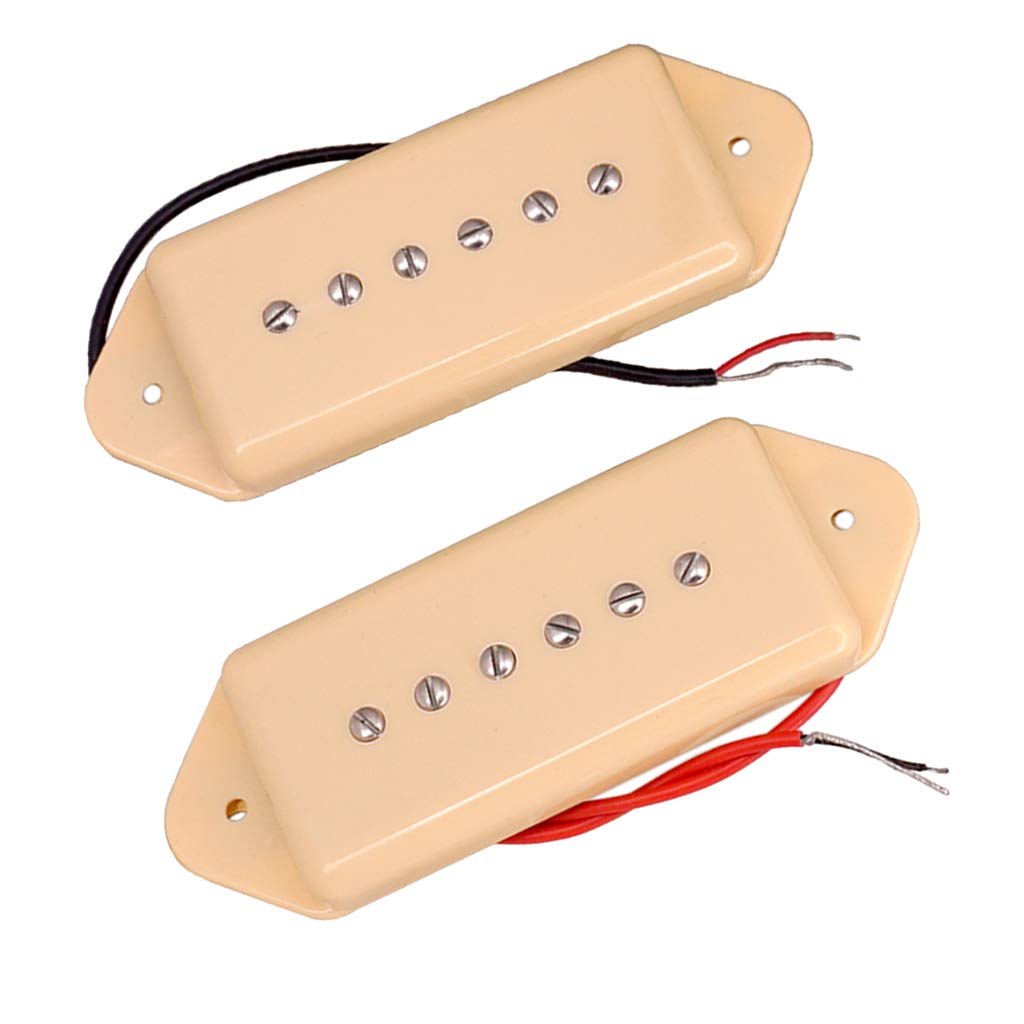 P90 Dog Ear Style Single Coil Pickups Guitar Pickups (Neck  Bridge) For Epi Lp Electric Guitar Silveryellowbk 5052Mm