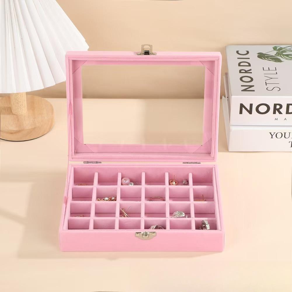 24-grid Large-capacity Jewelry Box, Flannelette Jewelry Box, Storage Box for Rings, Necklaces, Jewelry and Earrings