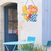 Summer Slippers Hanging Sign Flip Flop Shape Welcome Door Sign Rustic Watermelon Ice Cream Wooden Wreath for Farmhouse Front Door Patio Balcony Wall