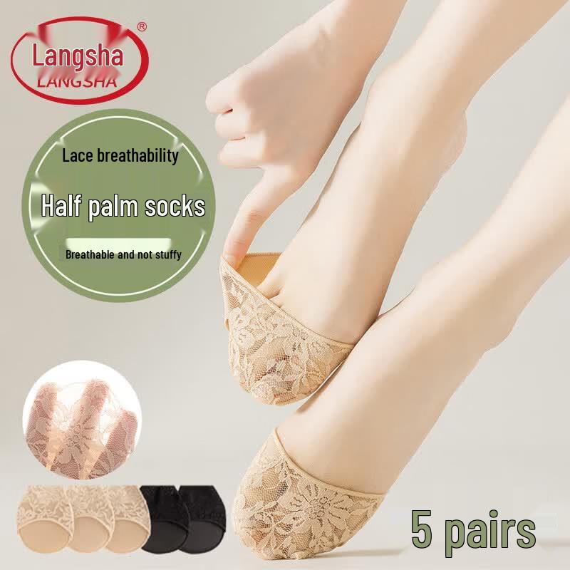 Langsha Women s Summer Invisible Lace Mesh Half-Sole Socks 5-Pair Pack