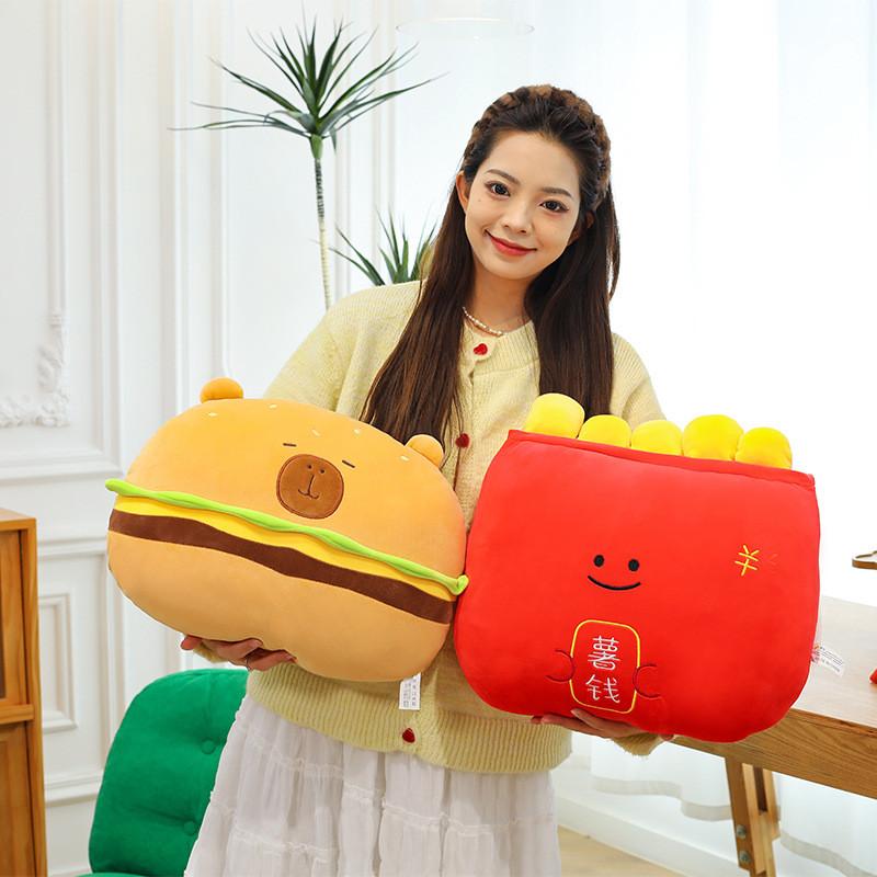 Plush Capybara Hamburger Toy Adorable Cartoon Girls Bedtime Pal Gift Birthday