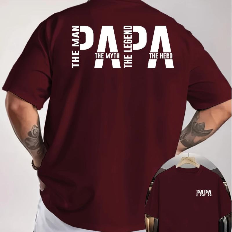 Herren Sommer Baumwolle Mode Lässig Papa der Mann Slogan Doppelseitig Bedruckt Locker Sport Rundhals Kurzarm T-Shirt Top