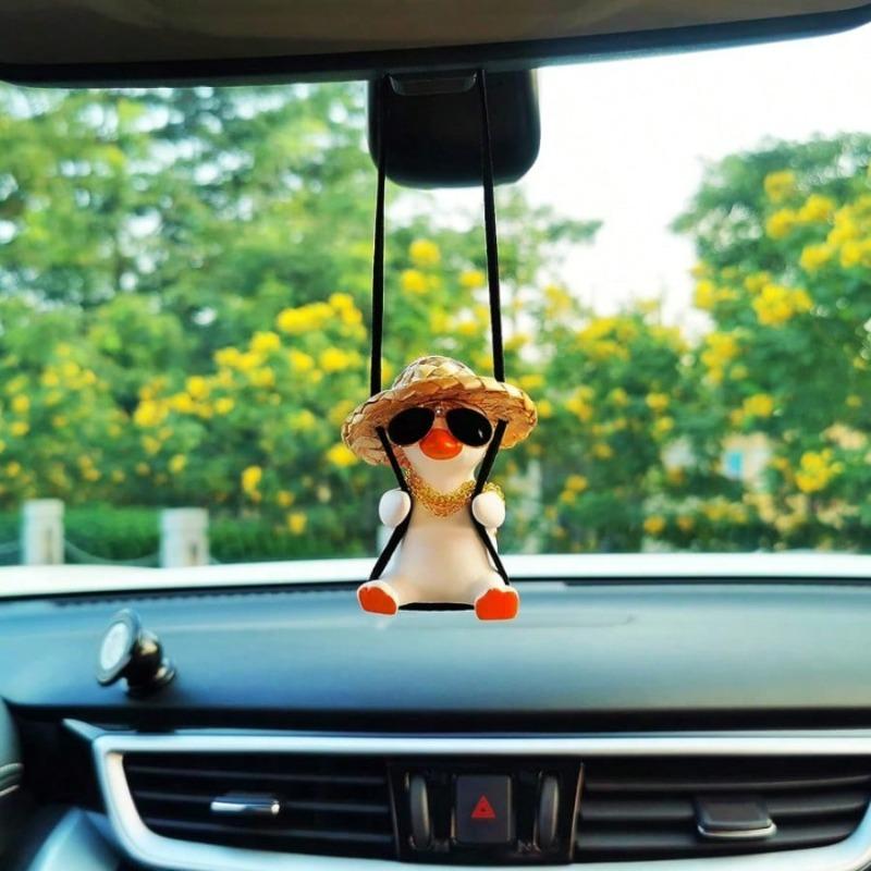 Car Mirror Hanging Accessory, Swinging Duck Car Decoration, Cute Auto Accessory For Teenagers, Car Pendant Decoration For Trucks