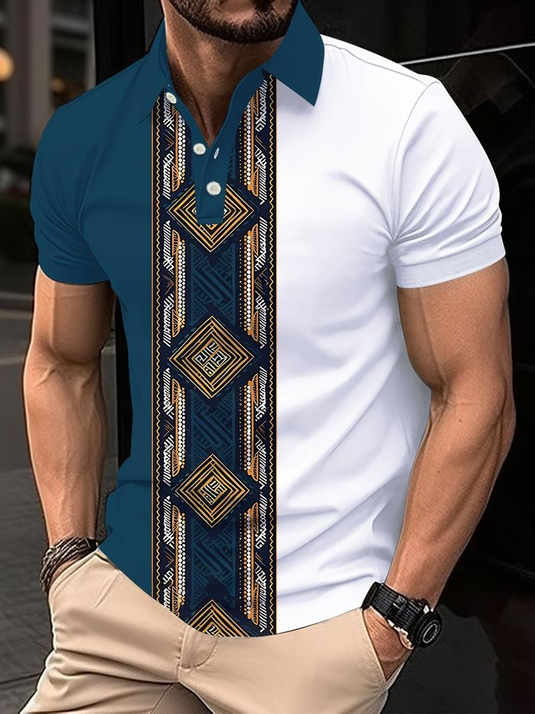Printed Design – Not Textured Collar Polo Men's Trendy Short Sleeve T-Shirt Summer New Versatile Short Sleeve POLO Top Men's Clothing